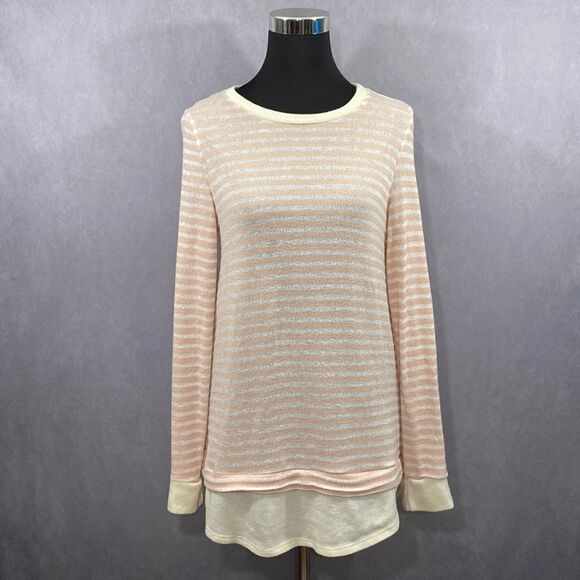 Layered Look Striped Sweater  Size Large - Picture 1 of 7
